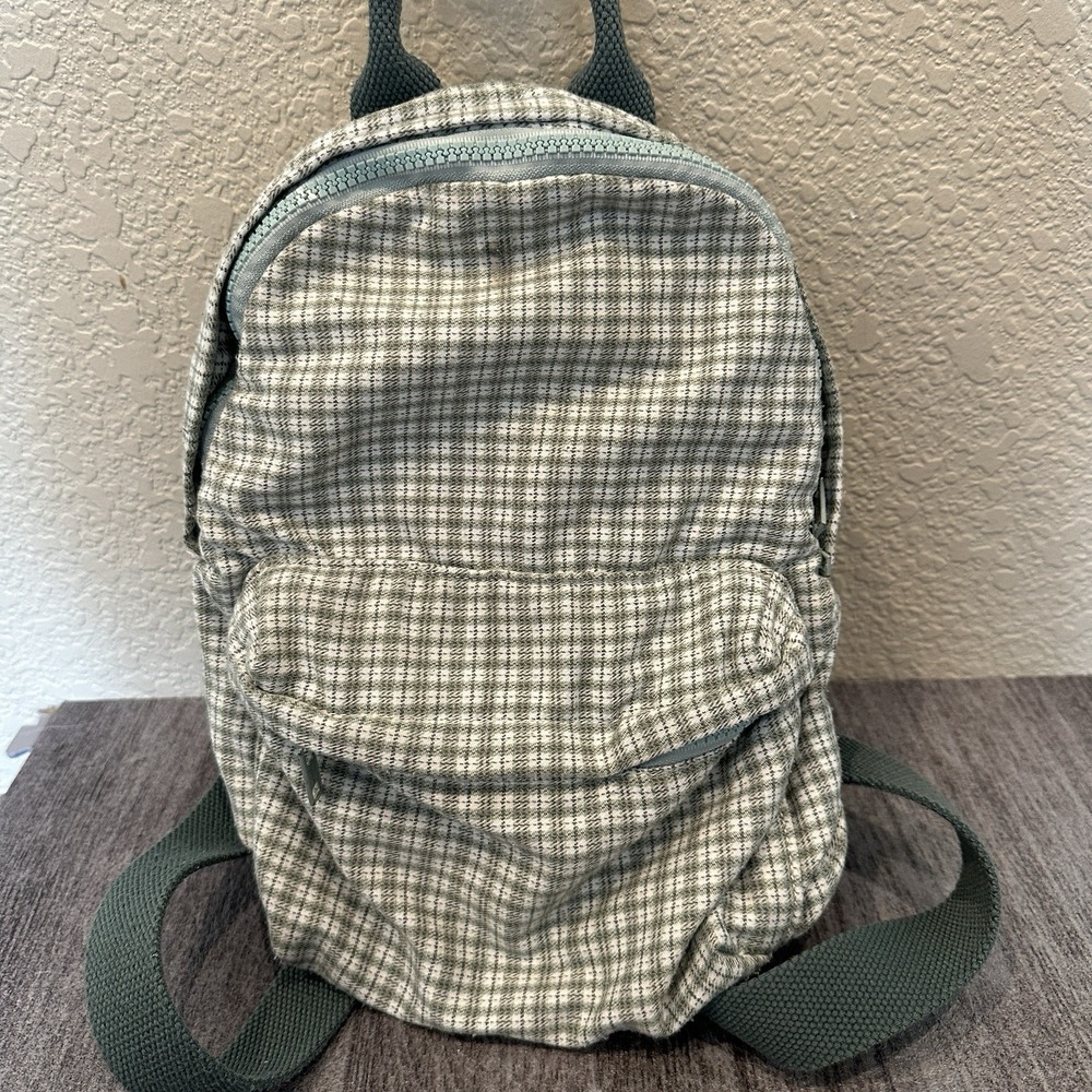 John Galt Green Multi-Color Mini Canvas Backpack by Brandy Melville
